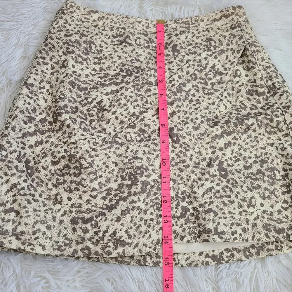Free People NWT Fake Out Faux Leather Wrap Animal Print Mini Skirt Women's 0